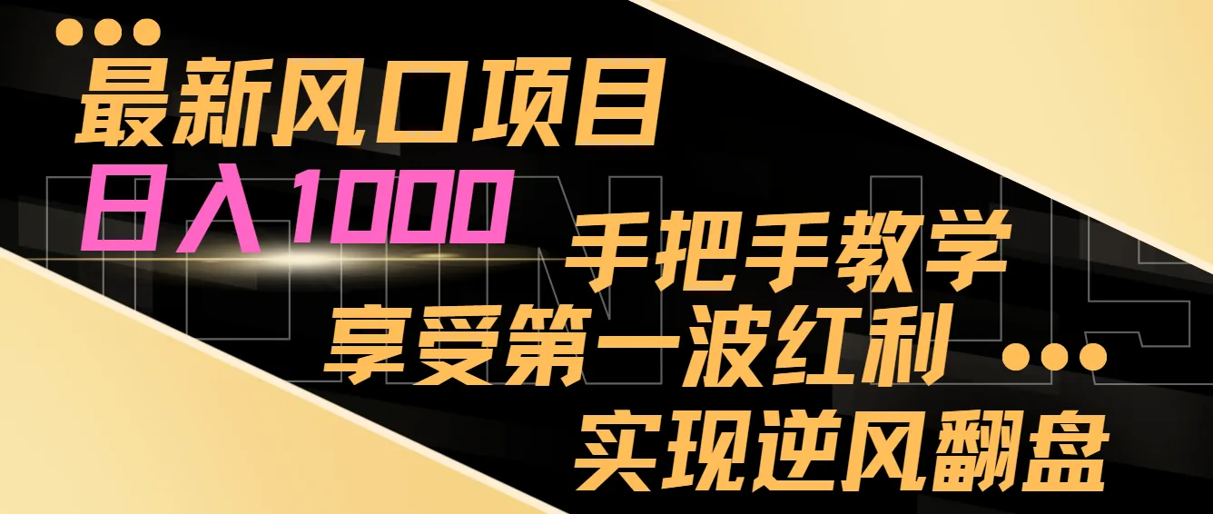 抓住机会！最新风口项目，每日增收更多，实战教学带你领略逆袭之路-网赚项目