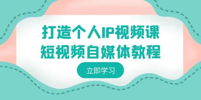 打造个人IP视频课-短视频自媒体教程，个人IP如何定位，如何变现-网赚项目