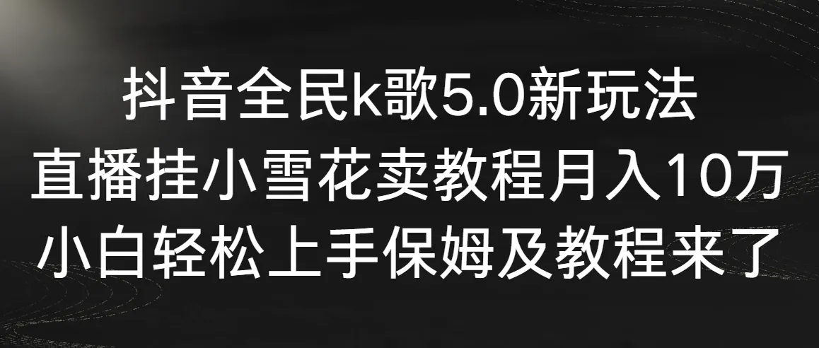 抖音全民K歌5.0新玩法揭秘：直播挂小雪花卖教程，月收入更多万，小白轻松上手-网赚项目