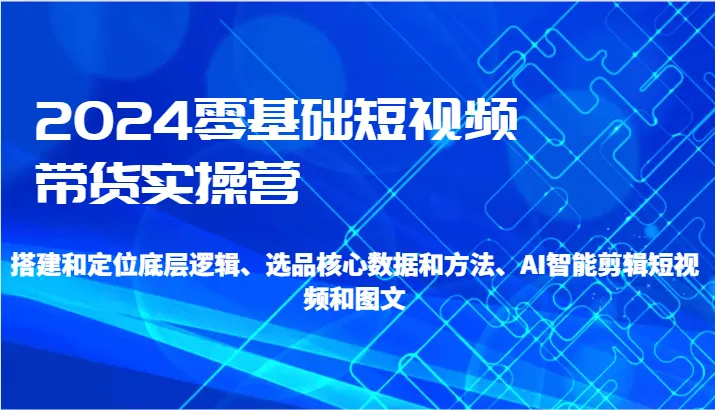 2024短视频带货实操营：零基础成就赚钱新风潮！-网赚项目