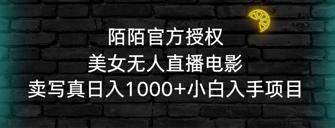 陌陌官方授权美女无人直播电影，卖写真日收入不断攀升 小白入手项目-网赚项目