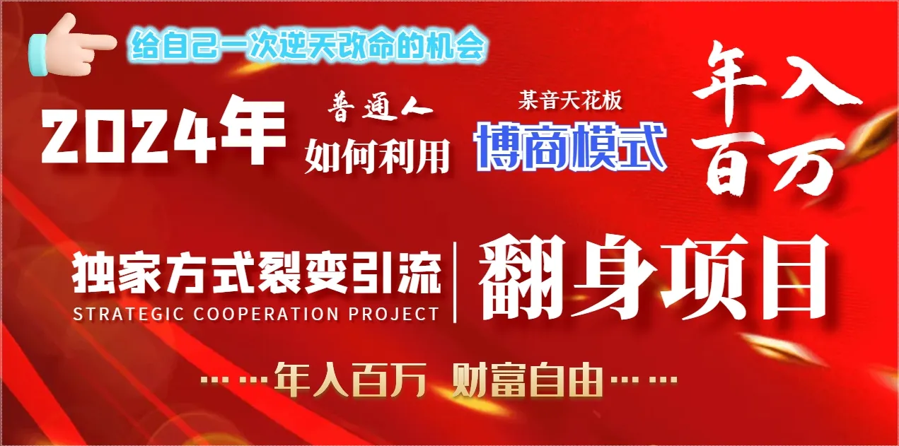 2024年普通人如何利用博商模式做翻身项目年入*万，财富自由-网赚项目