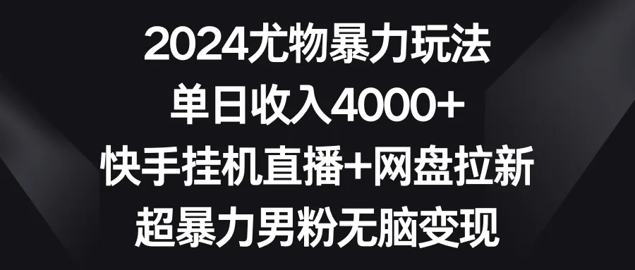 2024年网络赚钱新趋势：快手挂机直播 网盘拉新，单日收入不断攀升 揭秘-网赚项目