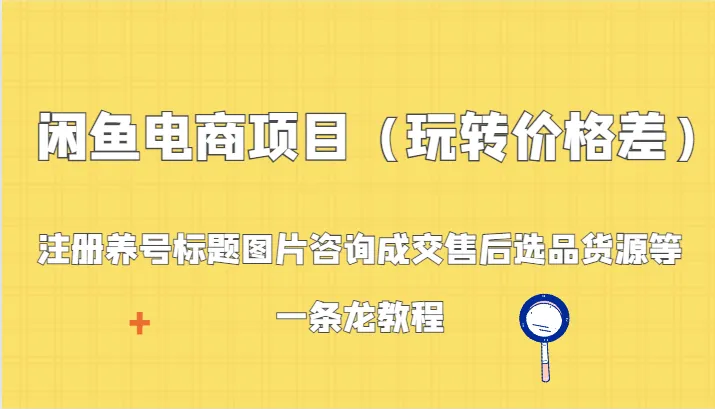 闲鱼电商项目：从注册到销售的完整指南，玩转价格差，抓住利润机会-网赚项目