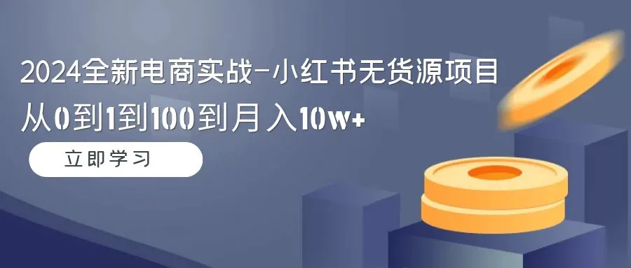 小红书电商实战：从零到月收入更多 ，无货源项目全攻略！-网赚项目