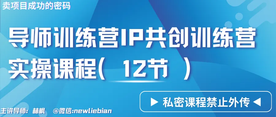 创业者必备！导师训练营3.0IP共创训练营私密实操课程全解析-网赚项目