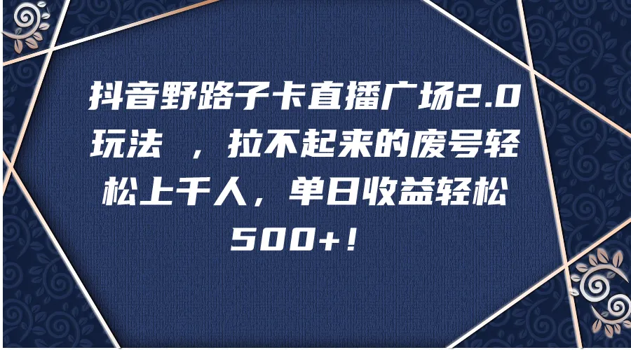 抖音直播广场2.0新玩法：废号轻松千人在线，每日收入不断攀升 ！-网赚项目