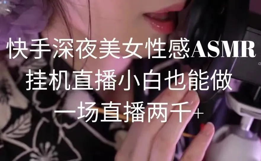 挂机式直播：小白也能玩转的快手深夜美女ASMR，一场直播两千 利润-网赚项目