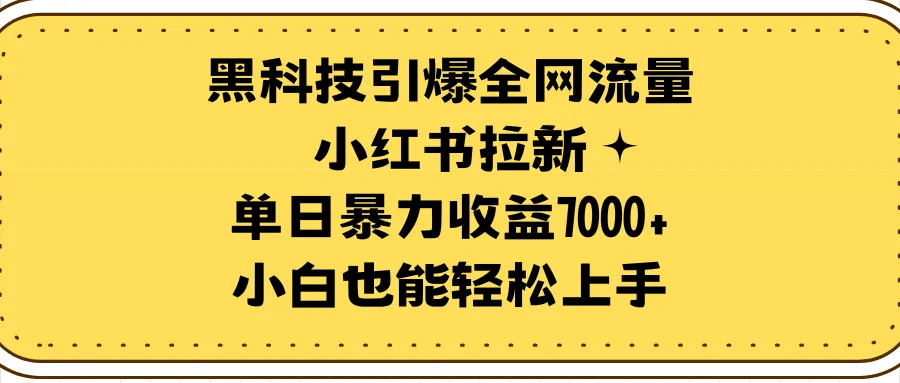 揭秘黑科技：小红书引爆流量，实现单日暴利更多，轻松上手的赚钱方法！-网赚项目