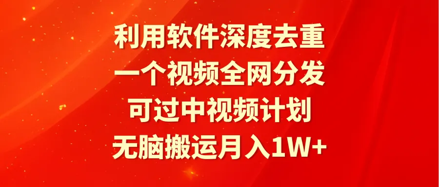 利用软件深度去重：无脑搬运实现月收入更多 ，视频全网分发新玩法揭秘！-网赚项目