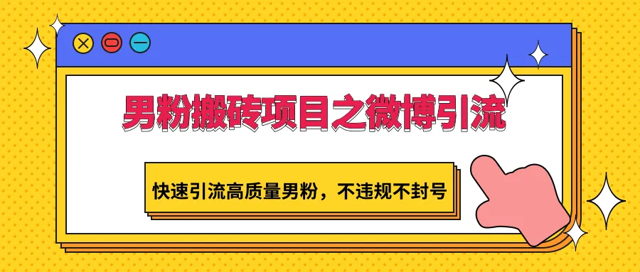 男粉搬砖项目揭秘：微博引流技巧，快速吸引优质男粉群体-网赚项目