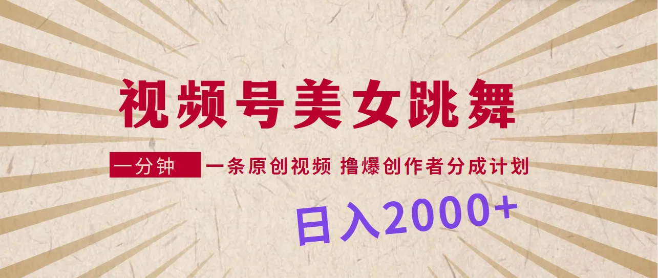 如何利用视频号赚取日收入不断攀升？美女跳舞赛道揭秘-网赚项目