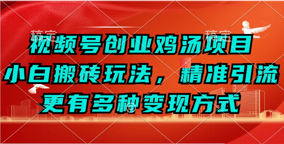 视频号赚钱秘籍：小白也能玩转鸡汤项目，精准引流 多种变现方式揭秘！-网赚项目