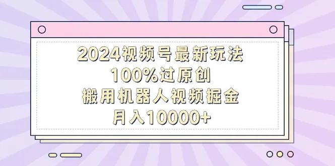 2024视频号最新玩法，100%过原创，搬用机器人视频掘金，月收入更多-网赚项目