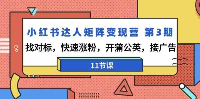 小红书达人矩阵变现营第3期：开启涨粉之路，掌握营销技巧，快速踏上赚钱征程！-网赚项目