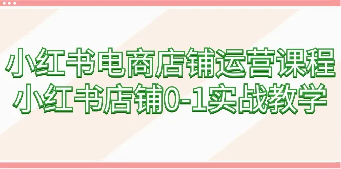 小红书电商店铺运营课程: 打造0-1实战经验，助力创业者快速入门-网赚项目