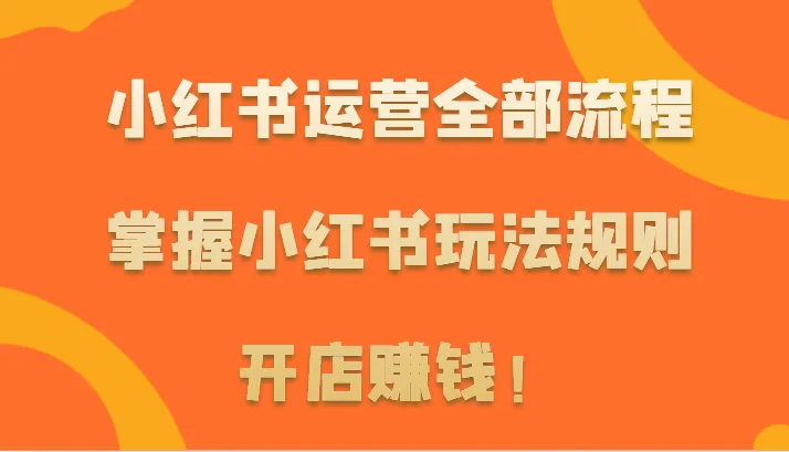 小红书运营全攻略：开店赚钱新玩法揭秘！-网赚项目