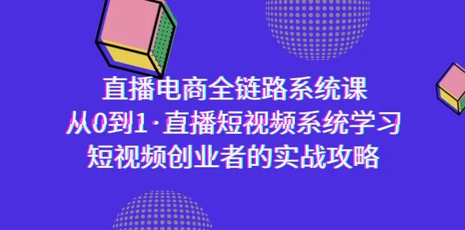 直播电商-全链路系统课，从0到1·直播短视频系统学习，短视频创业者的实战-网赚项目