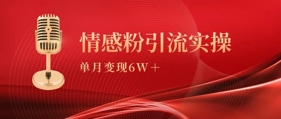 赚钱秘籍：情感粉引流变现实操课，单月轻松变现更多-网赚项目