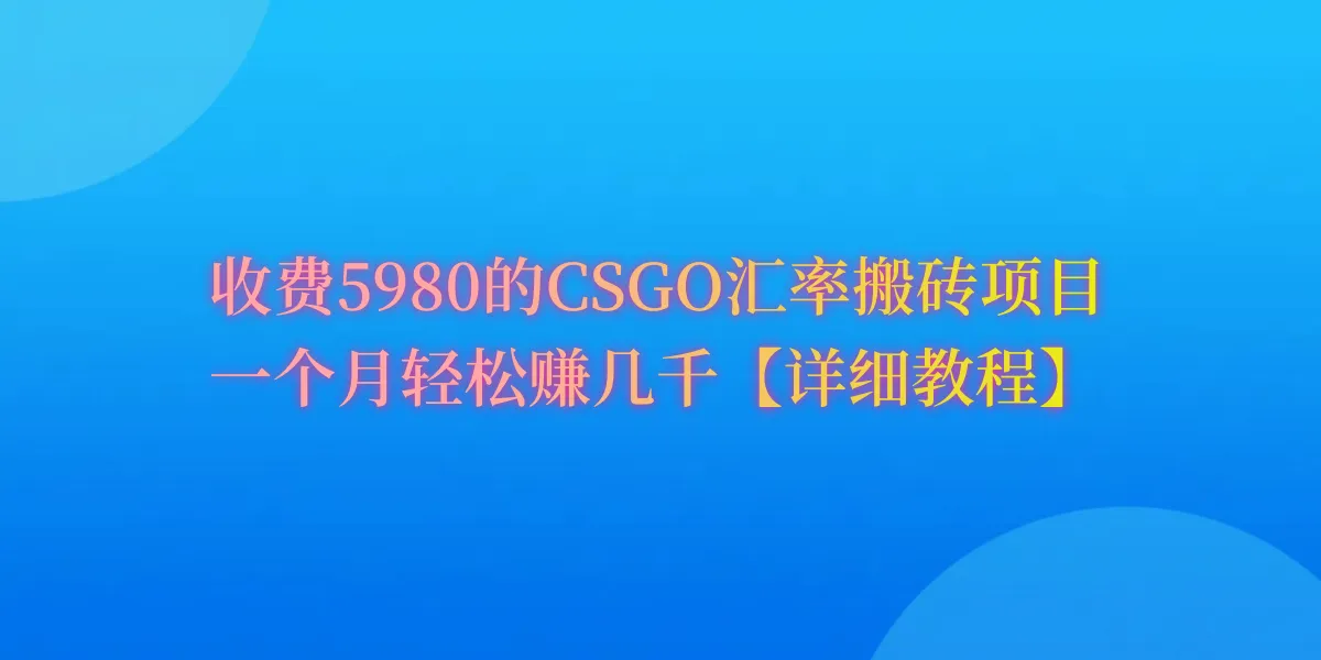 CSGO装备搬砖攻略：月增收率高达更多，轻松实现盈利！-网赚项目