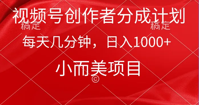 打造你的视频号：每日几分钟，轻松赚取更多，掌握视频号创作者分成计划的小而美技巧！-网赚项目