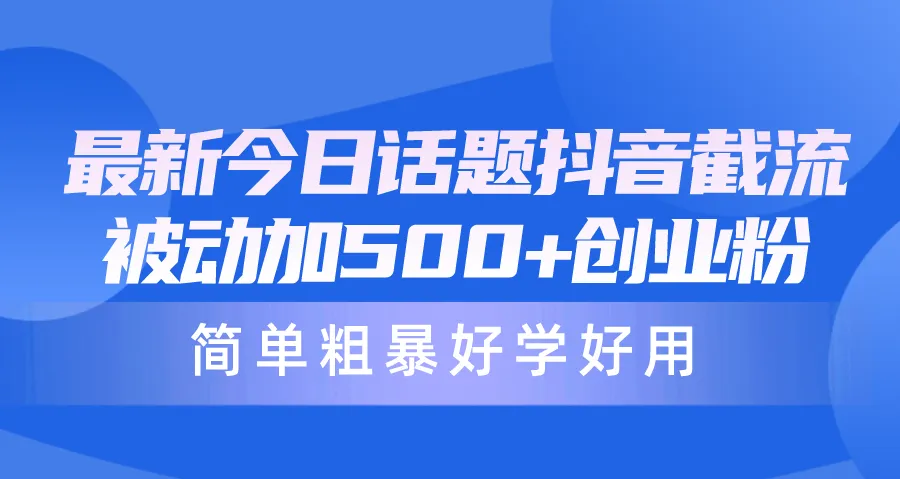 抖音流量引流秘籍揭秘：每日被动增加500 粉丝，简单高效的赚钱技巧-网赚项目