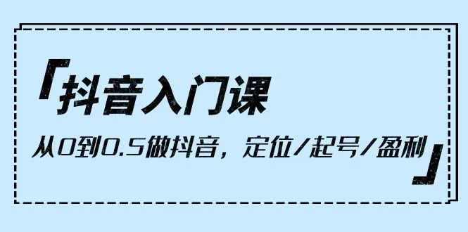 抖音入门课：从零到0.5的抖音成功之路指南-网赚项目