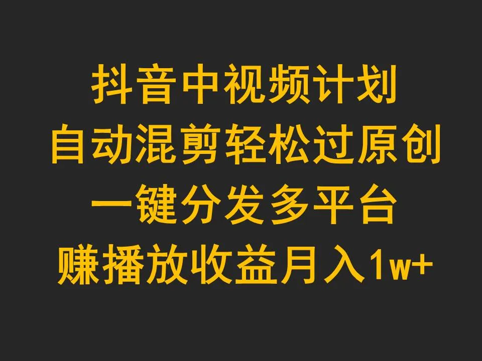 抖音视频伙伴计划：自动混剪工具带来的原创视频创收契机-网赚项目