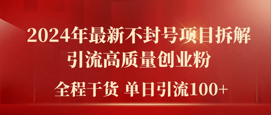 解密2024年最新不封号项目：引爆高质量创业粉的秘密武器！-网赚项目