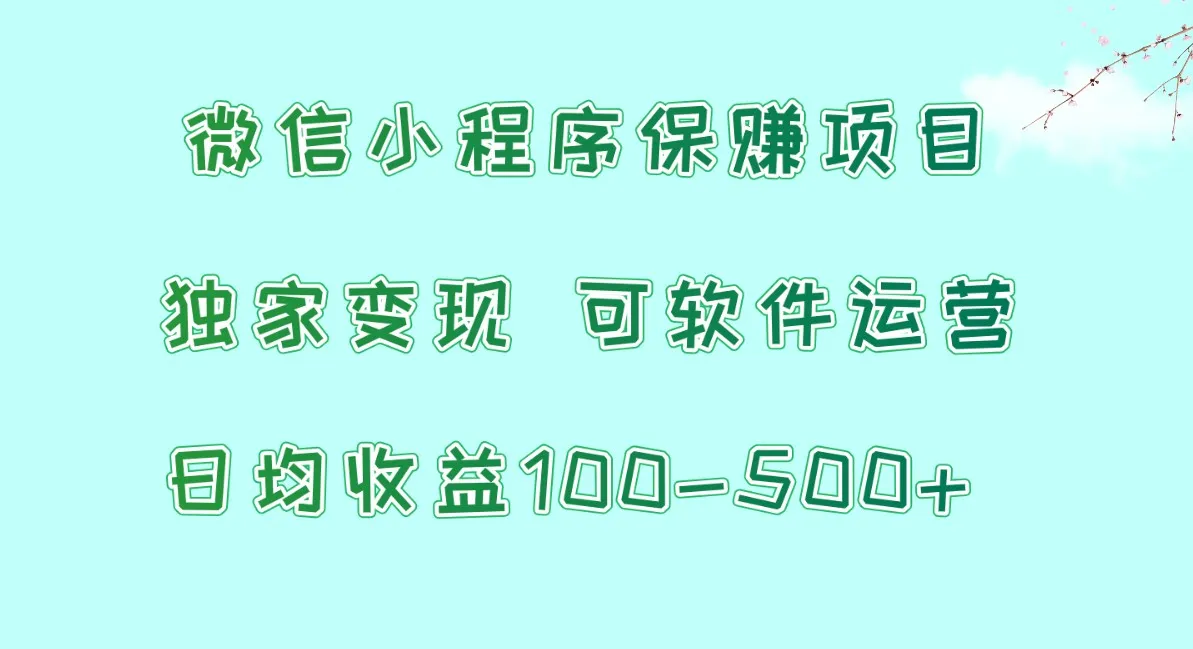 解密微信小程序保赚项目：独家变现策略揭秘，日均更多 收益！-网赚项目