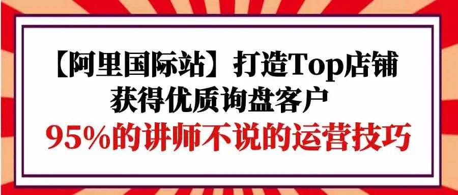 解锁阿里国际站Top店铺运营秘籍：如何获得优质询盘客户-网赚项目