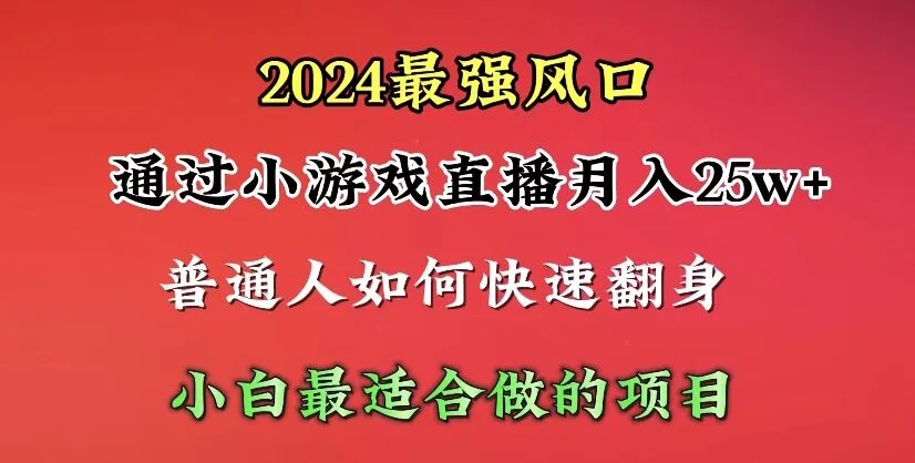 2024年最强赚钱项目揭秘：小游戏直播如何月收入更多 ，单日轻松赚更多？-网赚项目