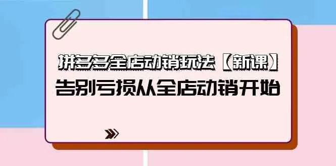 拼多多全店动销玩法：告别亏损，从全店动销开始-网赚项目