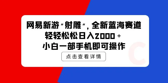 网易新游《射雕》，蓝海赛道揭秘：轻松日收入更多＋！-网赚项目