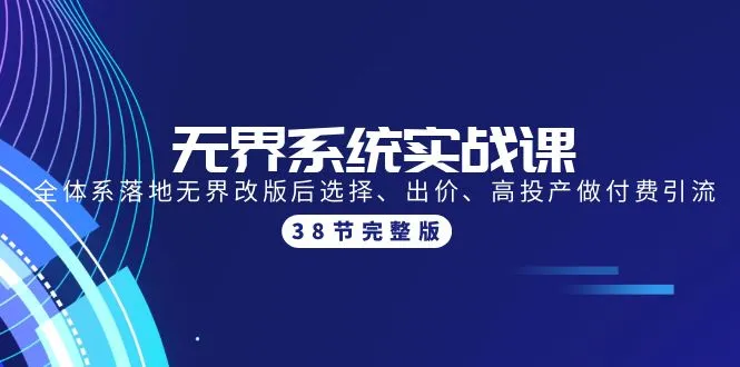 无界系统实战课：全面掌握付费引流技巧，提升营销效果-网赚项目