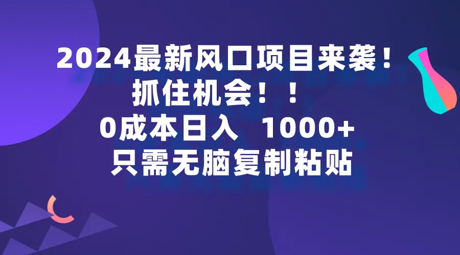 2024最新网赚项目揭秘：0成本、一部手机、日收入更多 ，抓住机会轻松赚钱！-网赚项目