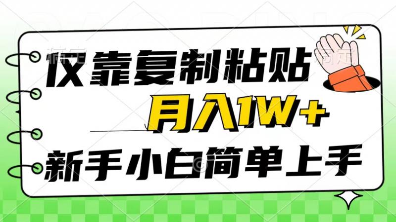 仅靠复制粘贴，被动收益，轻松月入1w ，新手小白秒上手，互联网风口项目