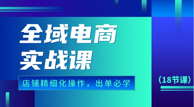 全域电商实战课：个人店铺运营全攻略，提升出单效率必备！-网赚项目