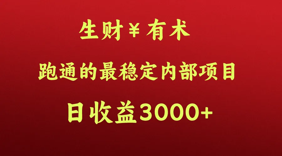 月入翻倍：高手赚钱秘密及最稳定的内部项目-网赚项目