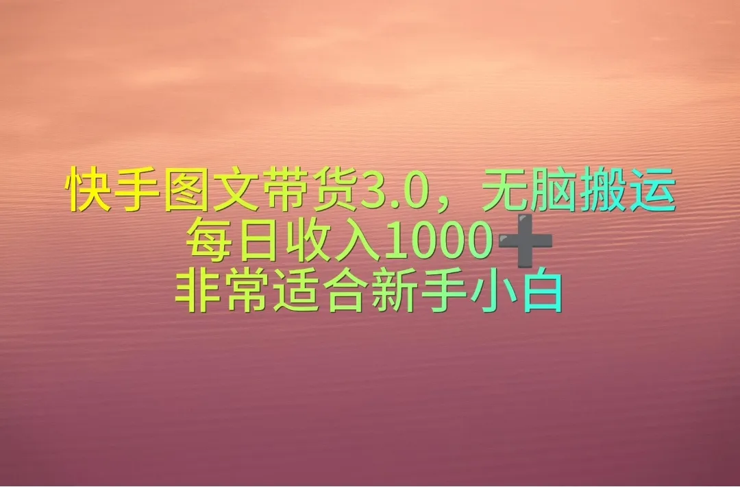 掌握快手图文带货3.0新技巧，轻松实现收入增长！-网赚项目