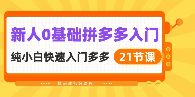 掌握拼多多运营技巧：纯小白快速入门指南-网赚项目