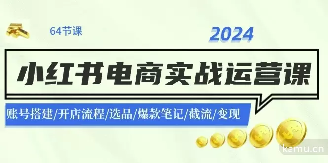 图片[1]-2024小红书电商实战运营课：账号搭建/开店流程/选品/爆款笔记/截流/变现-网赚项目