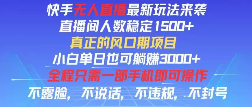 快手无人的直播新玩法：手机轻松运营24小时不断播