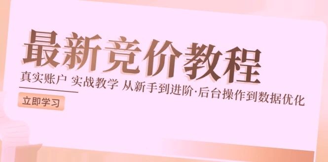 竞价教程：从零到进阶，真实账户实战教学，后台操作与数据优化全解析