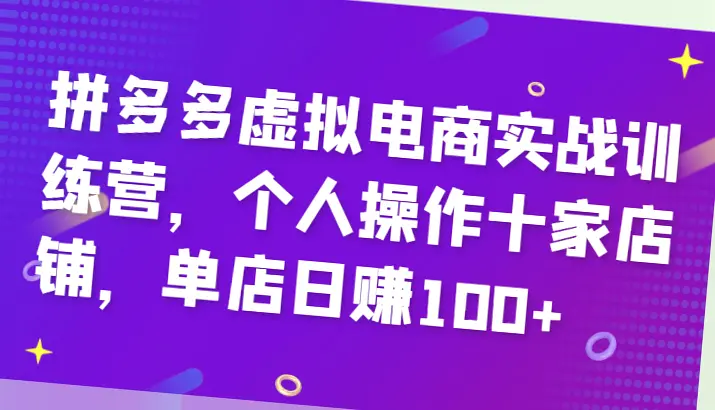 拼多多虚拟电商实战：5个月开设12家盈利店铺，日均收益*元！详解高效运营技巧