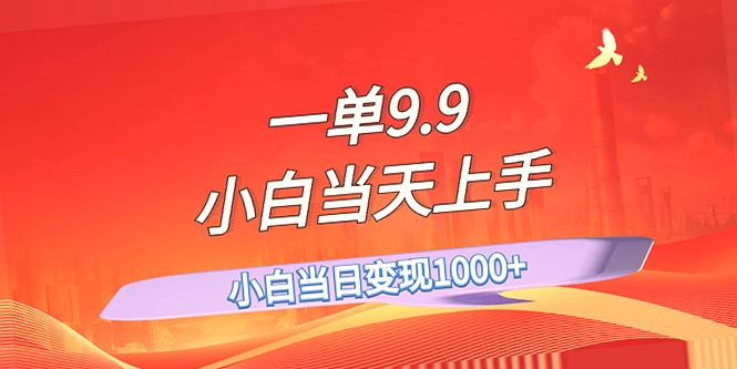 轻松上百单！一单9.9，新手秒变高手！