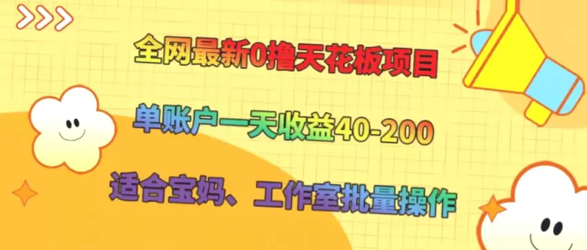 全网最新0撸天花板项目详解：单账户一天最高收益40200，适合宝妈和工作室批量操作