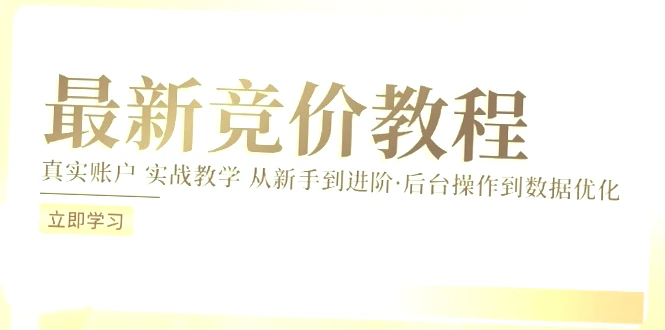 实战竞价教学：从新手到进阶，后台操作与数据优化全攻略