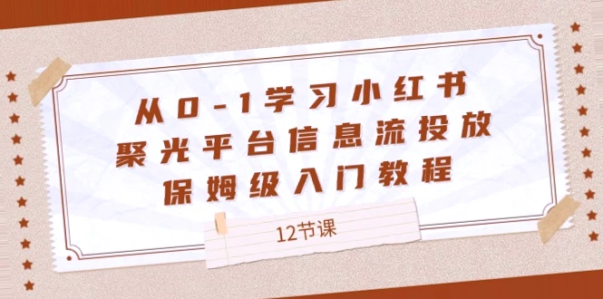 小红书聚光平台信息流投放教程：从零入门到专业实操，12节课详解